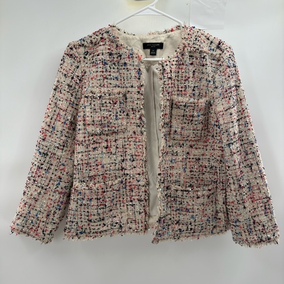 Ann taylor tweed blazer jacket separate size MP popcorn - Picture 2 of 12